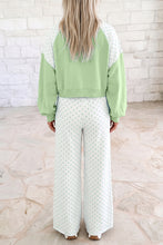 Load image into Gallery viewer, Khaki Polka Dot Patchwork Colorblock Long Sleeve Casual Two Piece Pants Set