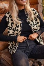 Load image into Gallery viewer, Chestnut Leopard Print Sherpa Vest Coat