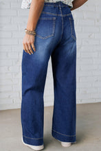 Load image into Gallery viewer, Dark Blue Acid Wash Contrast Lace-up Plus Size Jeans