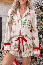 Load image into Gallery viewer, Pink Abstract Christmas Print Long Sleeve Two Piece Shift Lounge Set
