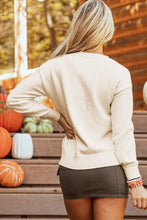 Load image into Gallery viewer, Black Boo Knitted Pattern Ribbed Edge Drop Shoulder Sweater