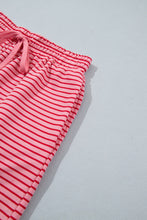 Load image into Gallery viewer, Blue Stripe Ribbed Patchwork Mock Neck Baggy Pullover Matching Shorts Set