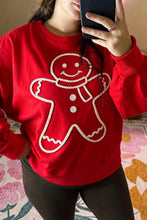 Load image into Gallery viewer, Fiery Red Christmas Embroidered Long Sleeve Casual Round Neck Loose Fit Sweatshirt
