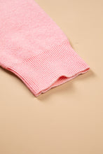 Load image into Gallery viewer, Gossamer Pink Drop Shoulder Round Neck Towel Embroidery Slogan Pullover Sweater