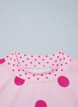 Load image into Gallery viewer, Pink Polka Dot Print Contrast Detail Oversized Tunic Sweatshirt