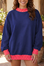 Load image into Gallery viewer, Red Colorblock Polka Dot Contrast Trim Oversized Sweatshirt