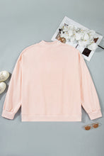 Load image into Gallery viewer, Light Pink BLESSED Embroidered Trim Patch Graphic Plus Size Mock Neck Sweatshirt