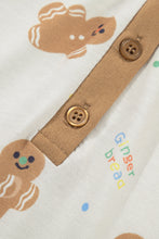 Load image into Gallery viewer, Khaki Abstract Gingerbread Print Colorblock Long Sleeve Two Piece Lounge Set