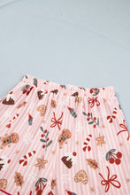 Load image into Gallery viewer, Pink Abstract Christmas Print Short Sleeve Two Piece Lounge Set