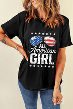 Load image into Gallery viewer, Black Stars and Stripes Glasses Slogan Graphic T Shirt