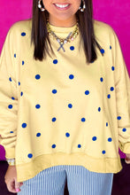 Load image into Gallery viewer, Beige Round Neck Long Sleeve Polka Dot Plus Size Top