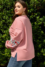 Load image into Gallery viewer, Peach Blossom Plus Size Floral Applique Drop Shoulder Sweatshirt