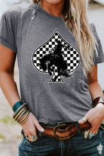 Load image into Gallery viewer, Gray Redeo Check Spades Western Graphic T Shirt
