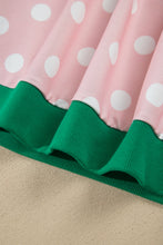 Load image into Gallery viewer, Pink Polka Dot Contrast Trim Long Sleeve Top Drawstring Shift Pants Set