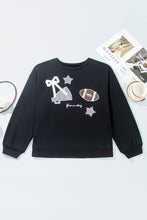 Load image into Gallery viewer, Black Rugby Game Day Patchwork Graphic Plus Size Sweatshirt
