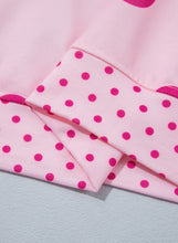 Load image into Gallery viewer, Pink Polka Dot Print Contrast Detail Oversized Tunic Sweatshirt