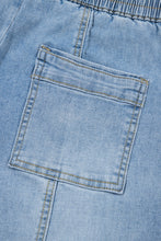 Load image into Gallery viewer, Beau Blue Drawstring Waist Wide Leg Ankle Length Jeans