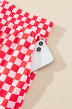 Load image into Gallery viewer, Pink Christmas Slogan Graphic Plaid Contrast Two-piece Pant Set