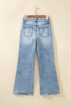 Load image into Gallery viewer, Sail Blue Acid Wash Pocket Detail Flare Jeans