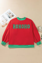Load image into Gallery viewer, Tomato Red Casual Polka Dot Patchwork Letter Graphic Plus Size Sweatshirt