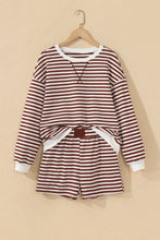 Load image into Gallery viewer, Grapefruit Orange Drop Shoulder Long Sleeve Pullover Elastic Waist Casual Short Set