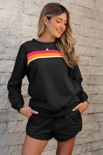 Load image into Gallery viewer, Bonbon Striped Accent Pullover and Shorts Two Piece Casual Set
