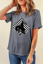 Load image into Gallery viewer, Gray Redeo Check Spades Western Graphic T Shirt