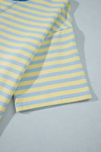 Load image into Gallery viewer, Pink Stripe Colorblock Trim Crew Neck Loose Tee Drawstring Elastic Waist 2pcs Pant Set