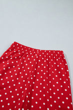 Load image into Gallery viewer, Red Polka Dot Drawstring Wide Leg Long Sleeve Top Pant Set