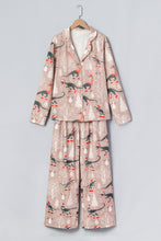 Load image into Gallery viewer, Brown Abstract Print Long Sleeve Two Piece Lounge Set