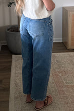 Load image into Gallery viewer, Beau Blue Solid Patchwork Grommet Tie Waist Loose Ankle-Length Jeans