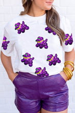 Load image into Gallery viewer, White Sequin Balloon Puppy Graphic Mardi Gras Tee