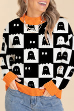 Load image into Gallery viewer, Black High Neck Drop Shoulder Geometric Print Sweater