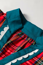 Load image into Gallery viewer, Red Plaid V Neck Short Sleeve Shift Blouse