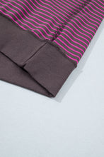Load image into Gallery viewer, Blue Stripe Ribbed Patchwork Mock Neck Baggy Pullover Matching Shorts Set