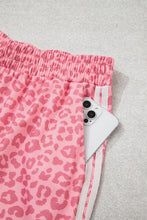 Load image into Gallery viewer, Pink Leopard Print Varsity Striped Detail 3/4 Sleeve Top Shift Pant Set