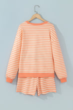 Load image into Gallery viewer, Grapefruit Orange Drop Shoulder Long Sleeve Pullover Elastic Waist Casual Short Set