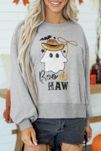 Load image into Gallery viewer, Medium Grey Sequin Western Ghost Print Long Sleeve Round Neck Sweatshirt