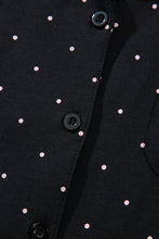 Load image into Gallery viewer, Black Polka Dot Long Sleeve Shirt Lace Detail Two Piece Pajama Pant Set