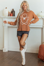 Load image into Gallery viewer, Brown Oversized Drop Shoulder Round Neck Christmas Sweater