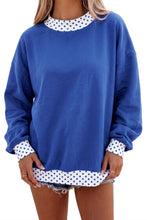 Load image into Gallery viewer, Tillandsia Purple Colorblock Polka Dot Contrast Trim Oversized Sweatshirt