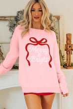 Load image into Gallery viewer, Gossamer Pink Drop Shoulder Round Neck Towel Embroidery Slogan Pullover Sweater