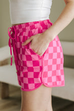 Load image into Gallery viewer, Black Checkered Drawstring Elastic Waist Casual Shorts