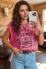 Load image into Gallery viewer, Bonbon Toner Washed Wild West Whiskey Print Sleeveless Muscle Top