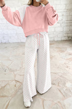 Load image into Gallery viewer, Khaki Polka Dot Patchwork Colorblock Long Sleeve Casual Two Piece Pants Set