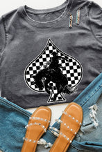 Load image into Gallery viewer, Gray Redeo Check Spades Western Graphic T Shirt
