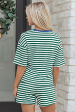 Load image into Gallery viewer, Rose Stripe Drop Shoulder Boxy Casual Terry Short Set