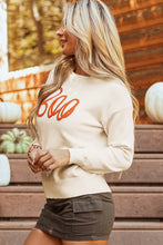 Load image into Gallery viewer, Black Boo Knitted Pattern Ribbed Edge Drop Shoulder Sweater