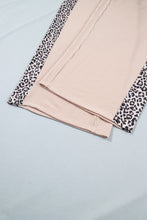 Load image into Gallery viewer, Light French Beige Leopard Print Ribbed Twist Long Sleeve Top Pants Plus Size Set