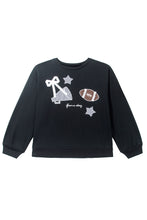 Load image into Gallery viewer, Black Rugby Game Day Patchwork Graphic Plus Size Sweatshirt